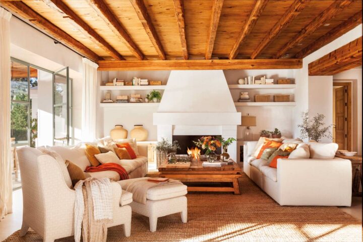 como decorar un salon con chimenea